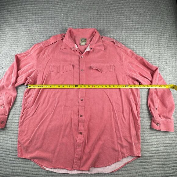 Travel Smith Button Up Silk Shirt Mens XXL Red Pockets Long Sleeve - Picture 3 of 7